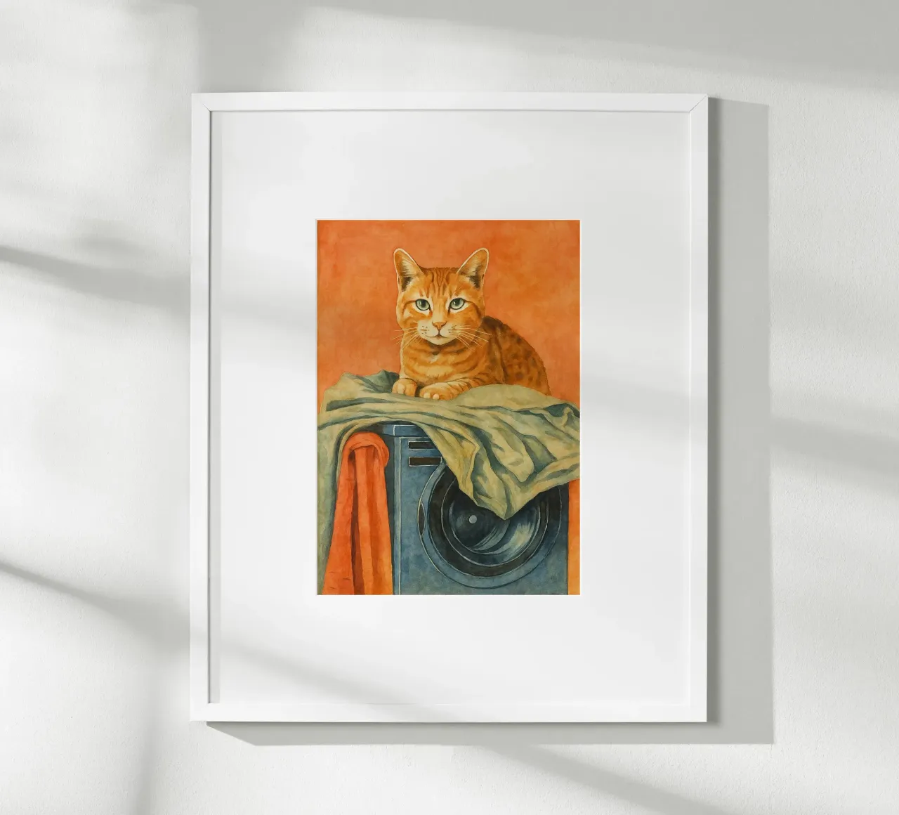 funny cat laundry retro art drawing hahnemühle by genzaa