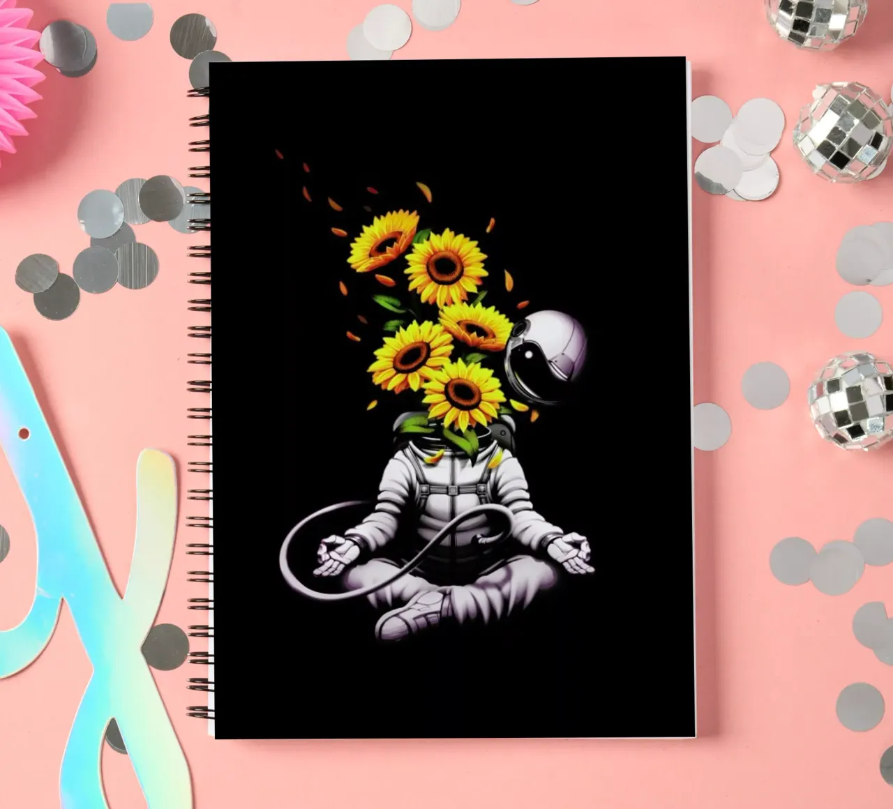 Meditation Astronaut Spring spiral notebook by Tobe Fonseca