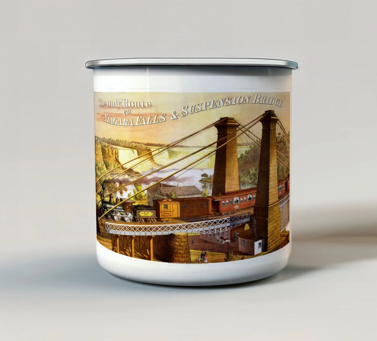 viaggio in treno alle cascate del niagara tazza in smalto da Danielshop