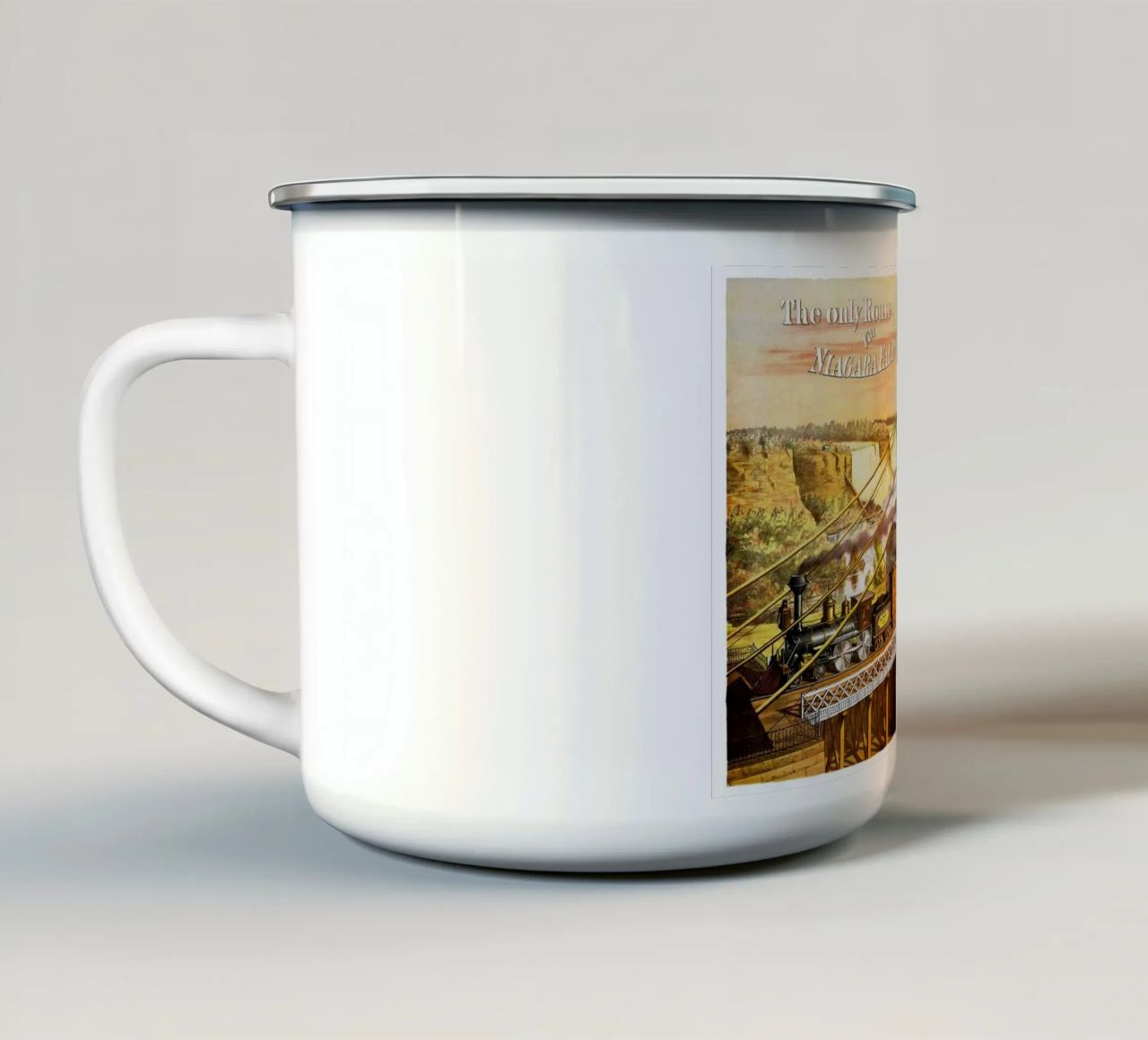 viaggio in treno alle cascate del niagara tazza in smalto da Danielshop
