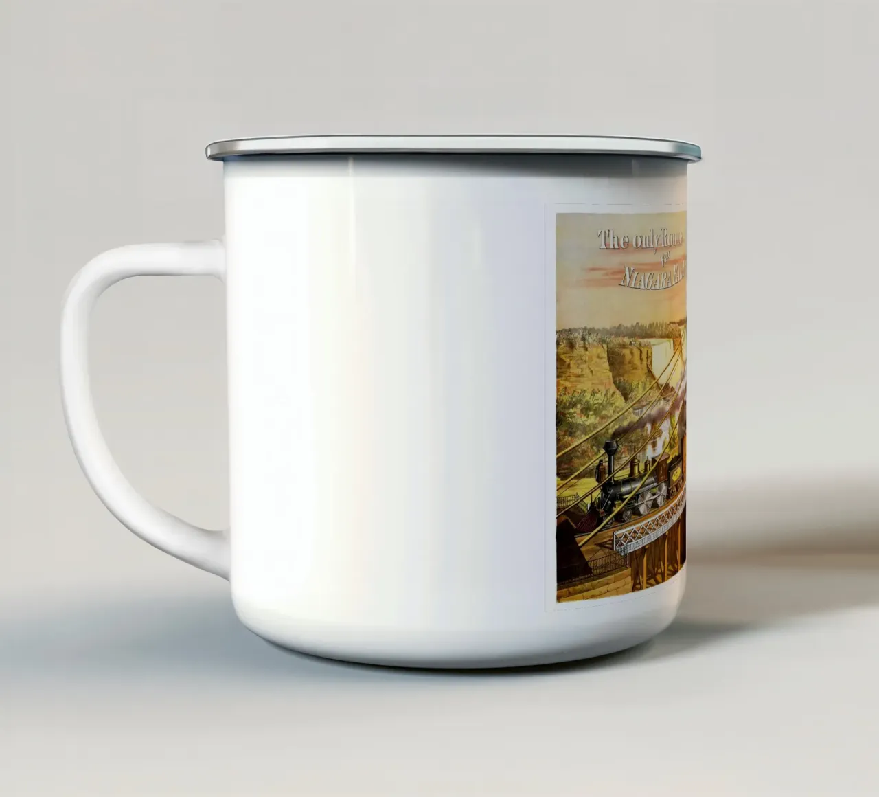 viaggio in treno alle cascate del niagara tazza in smalto da Danielshop