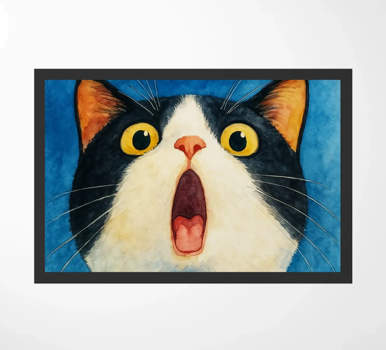 divertido gato sorprendido cara retro arte dibujo felpudo de genzaa
