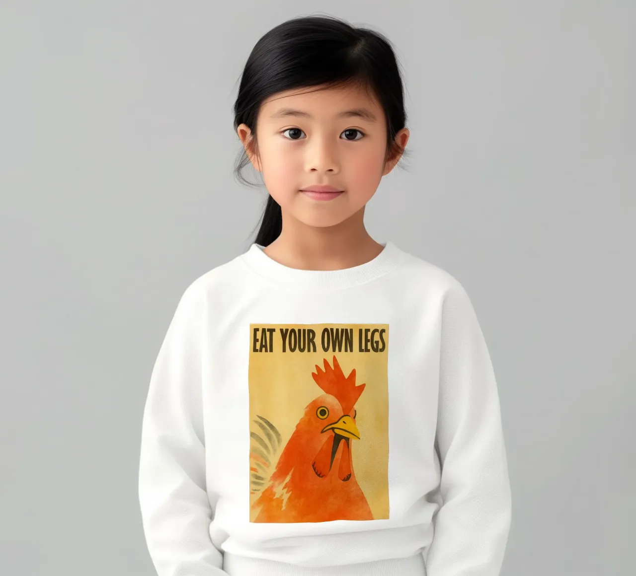 lustige Huhn essen Sie Ihre eigenen Beine Retro-Kunst Zeichnung Kinder Sweatshirt von genzaa