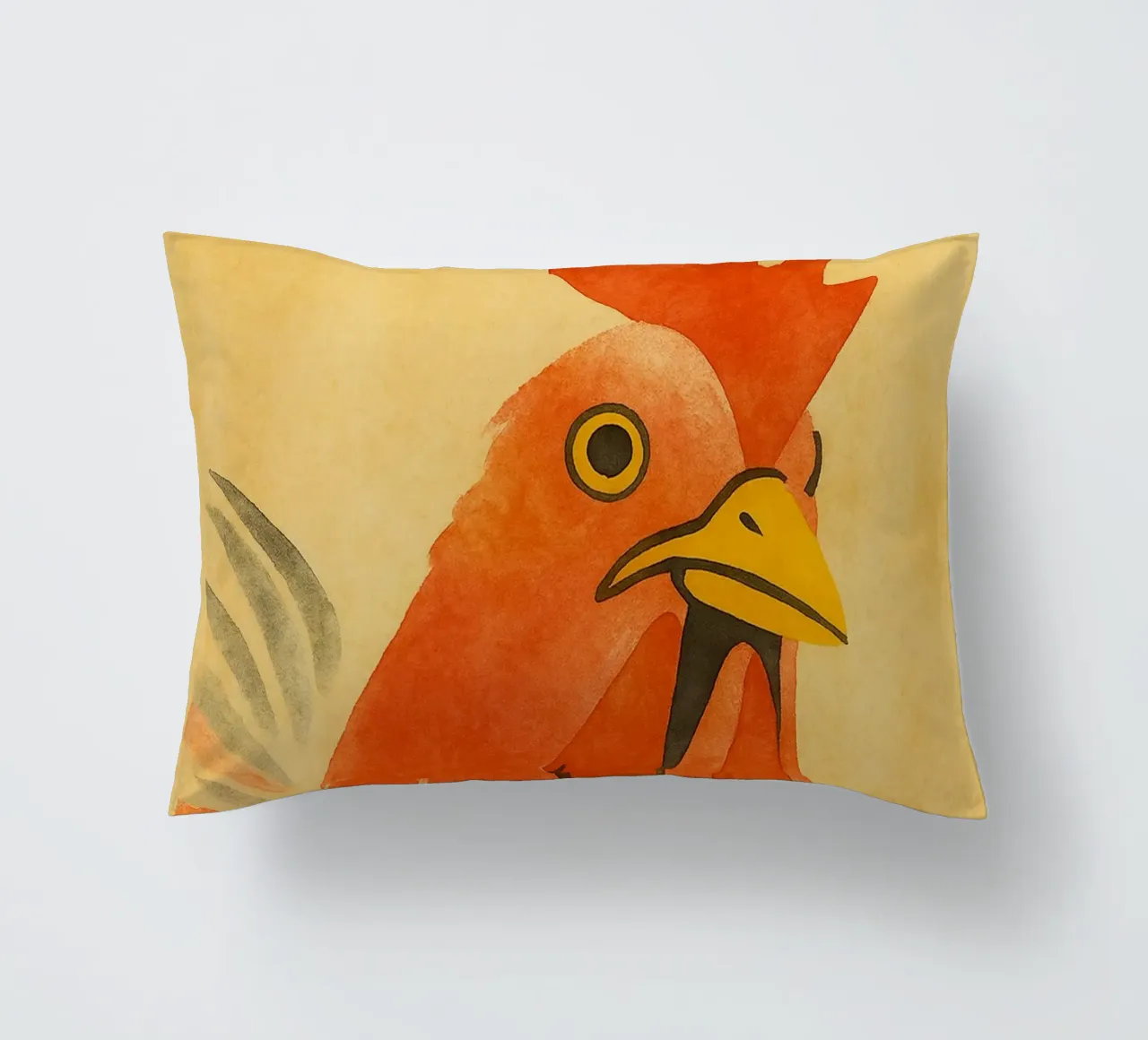 funny chicken eat your own legs retro art drawing decorative cushion by genzaa