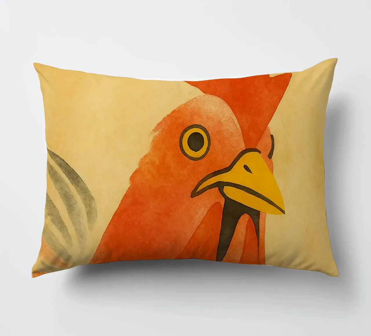 funny chicken eat your own legs retro art drawing decorative cushion by genzaa