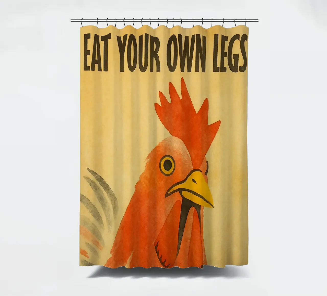 grappige kip eet je eigen poten retro art tekening douchegordijn van genzaa