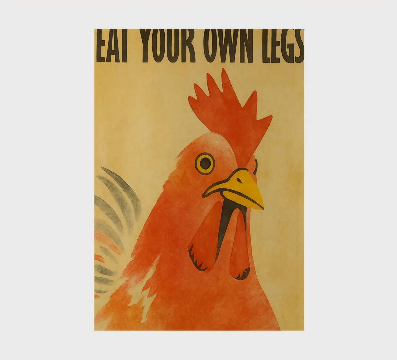 funny chicken eat your own legs retro art drawing notebook by genzaa