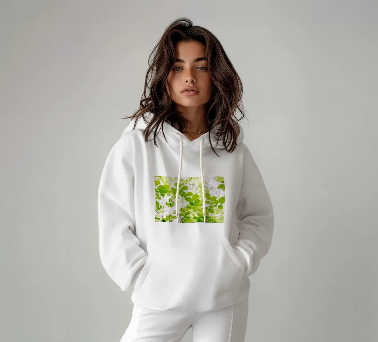 foglie verdi felpa con cappuccio da Earthly Visions