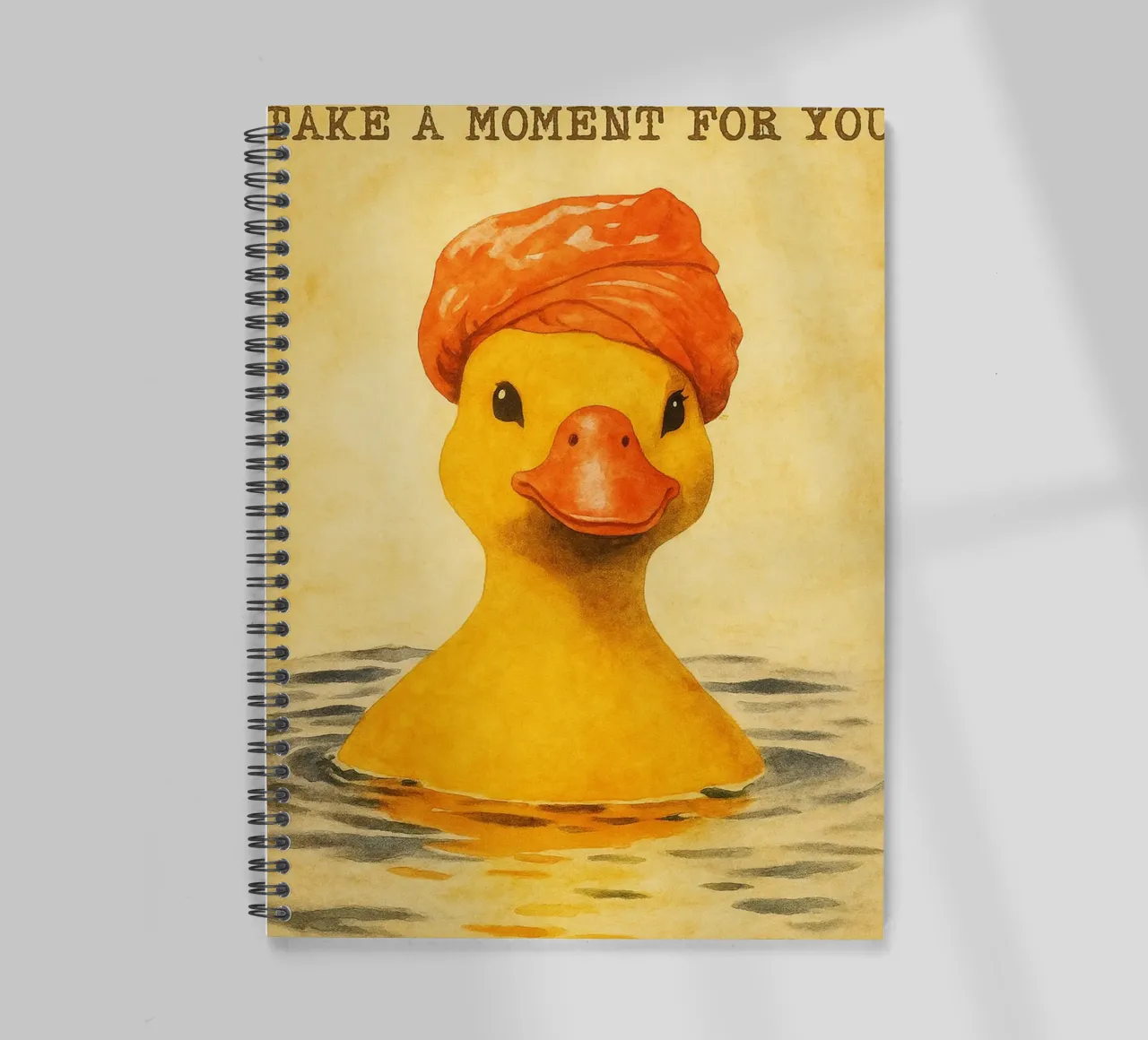 funny duck atke a bath retro art drawing spiral notebook by genzaa
