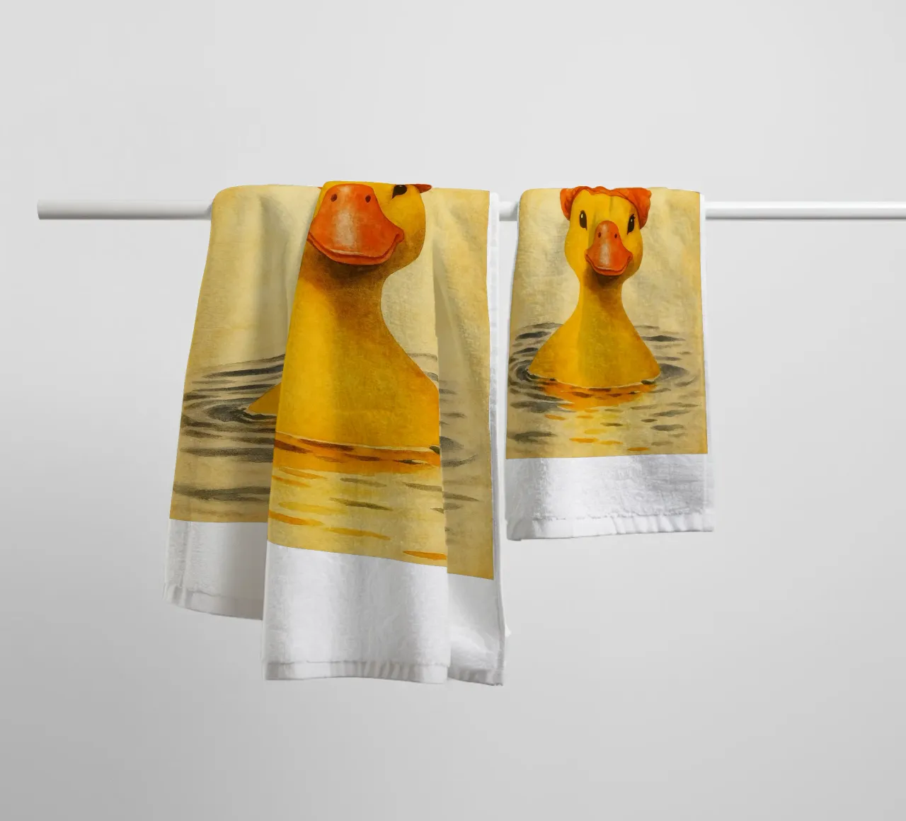 lustige Ente beim Baden Retro-Kunstzeichnung Handtuch von genzaa