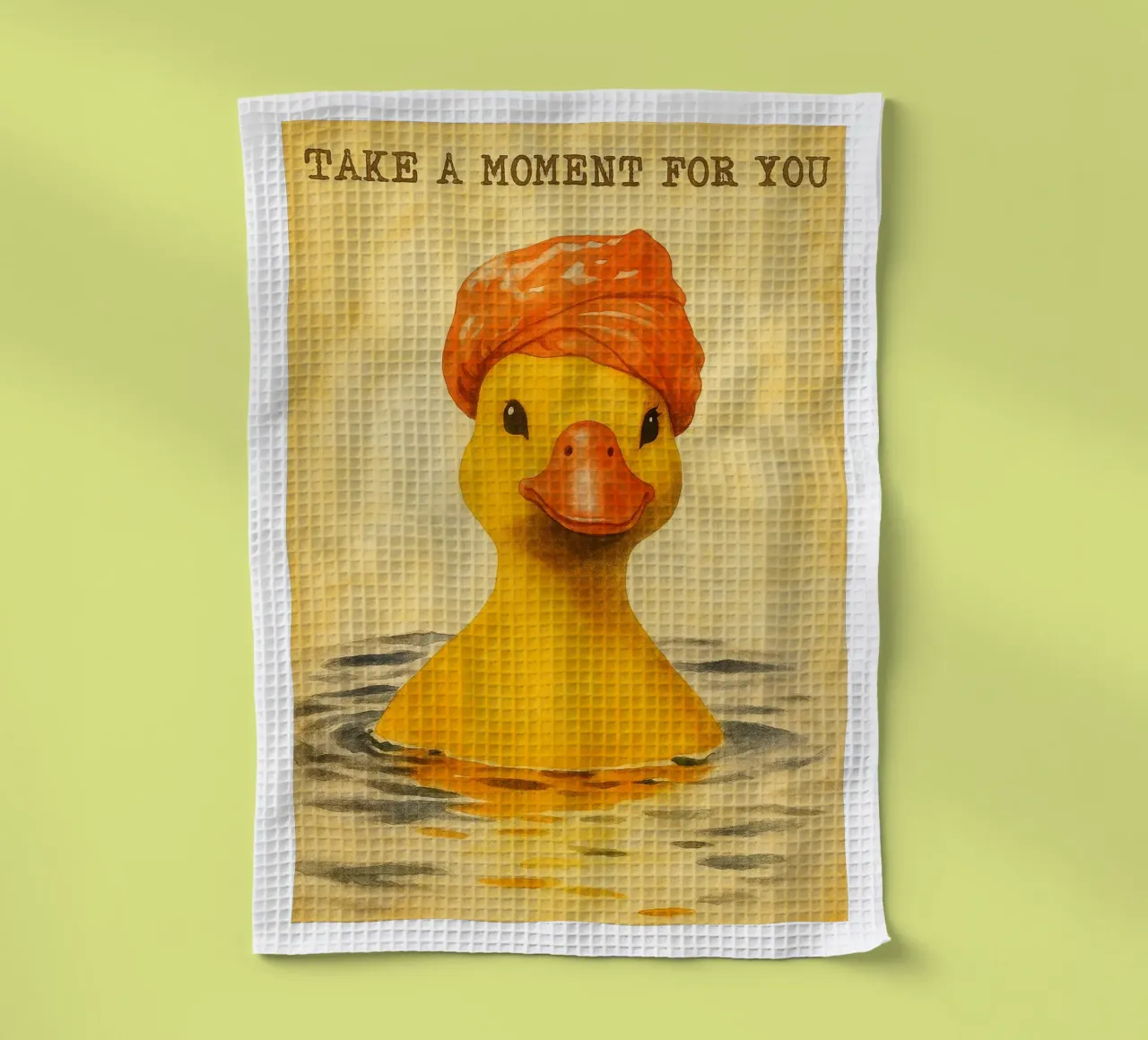 lustige Ente beim Baden Retro-Kunstzeichnung Geschirrtuch von genzaa