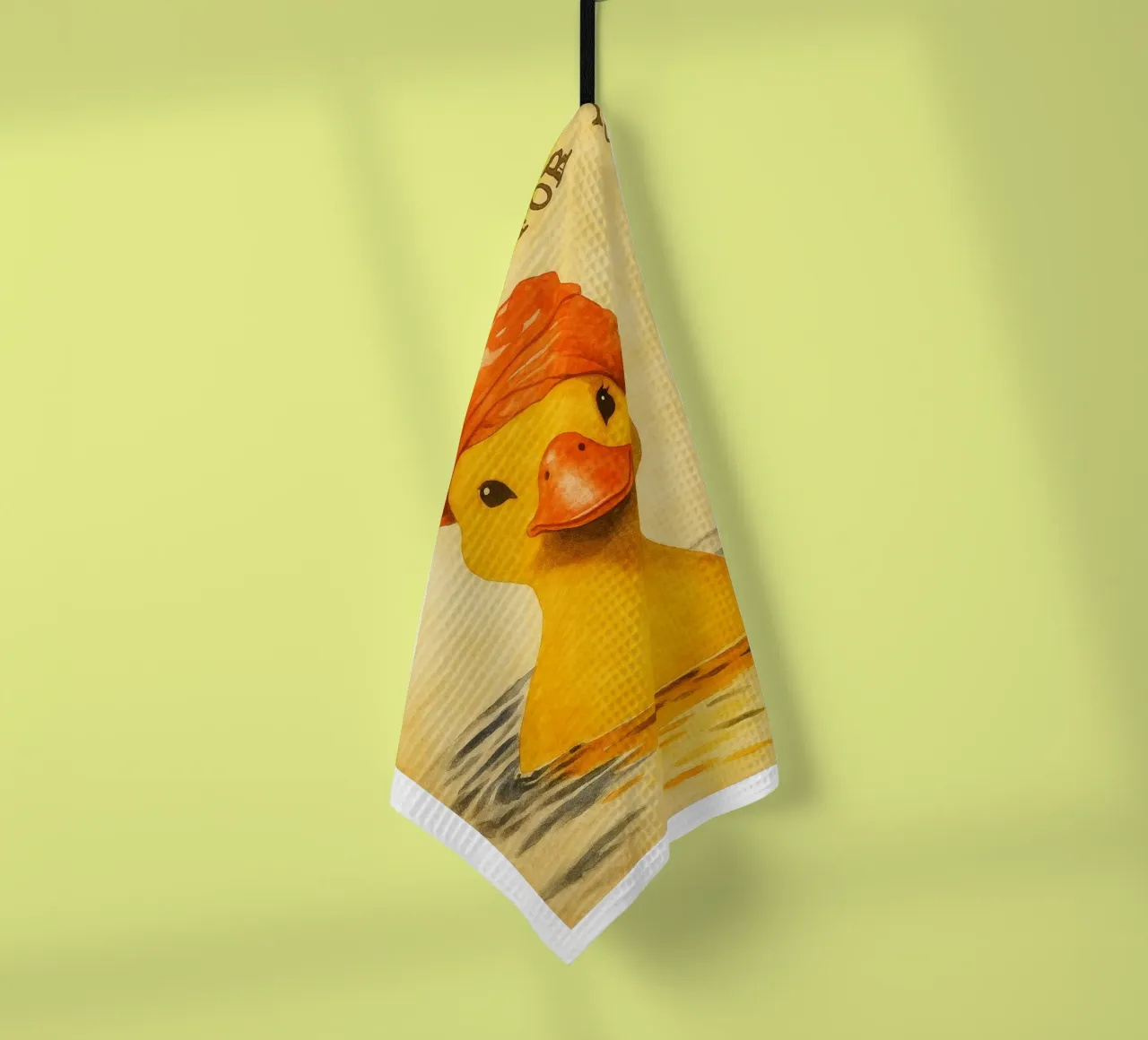 lustige Ente beim Baden Retro-Kunstzeichnung Geschirrtuch von genzaa