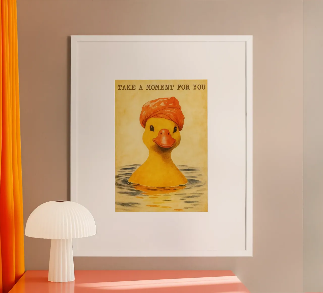 grappige eend in bad retro kunst tekening hahnemühle van genzaa