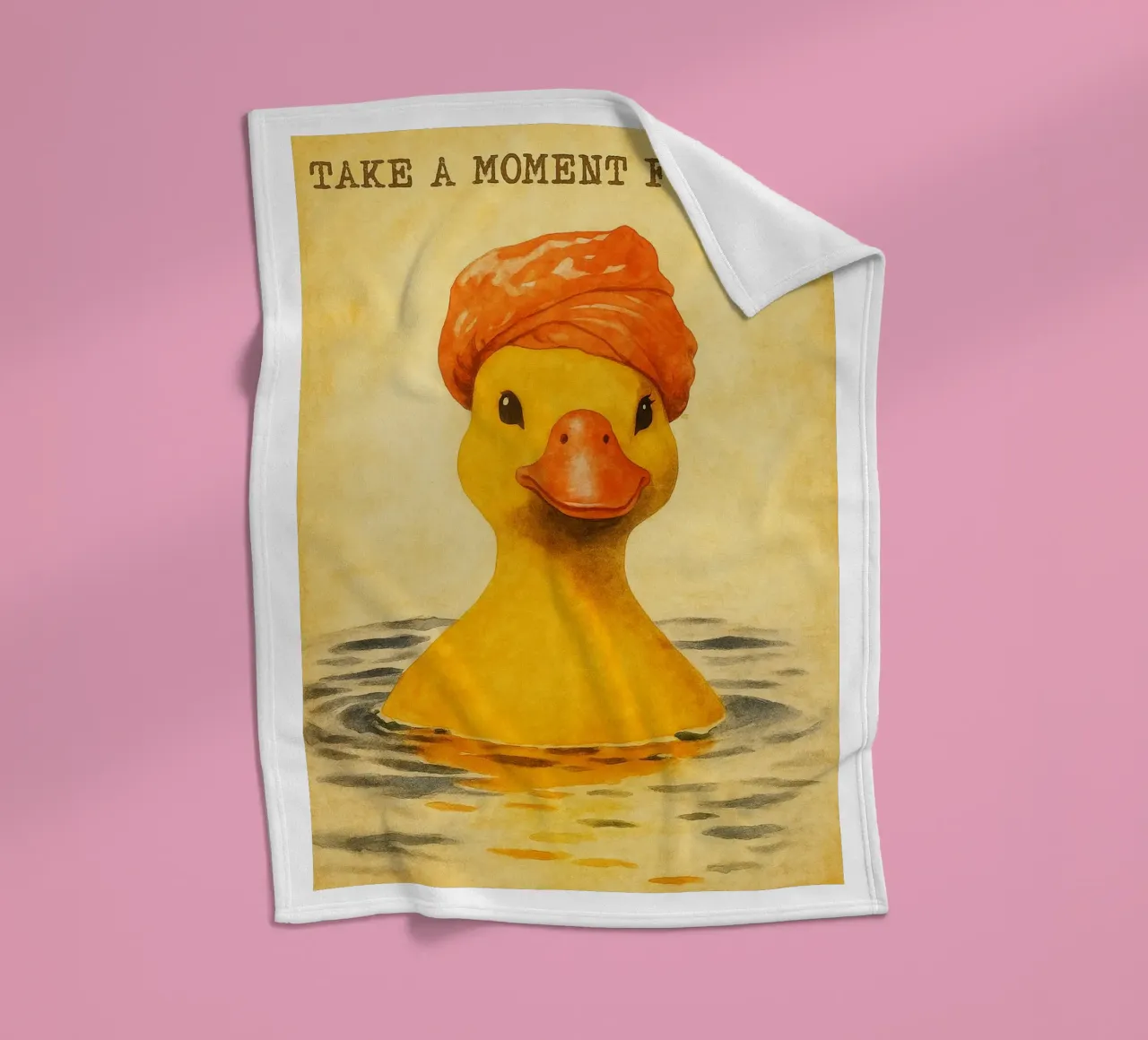 lustige Ente beim Baden Retro-Kunstzeichnung Fleecedecke von genzaa