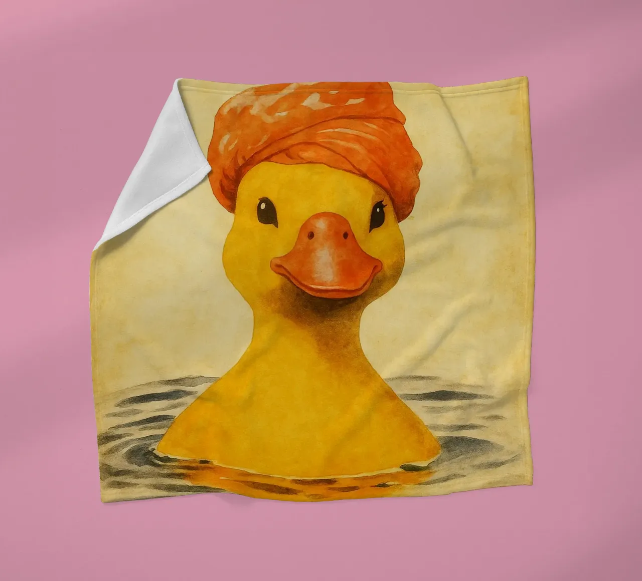 lustige Ente beim Baden Retro-Kunstzeichnung Fleecedecke von genzaa
