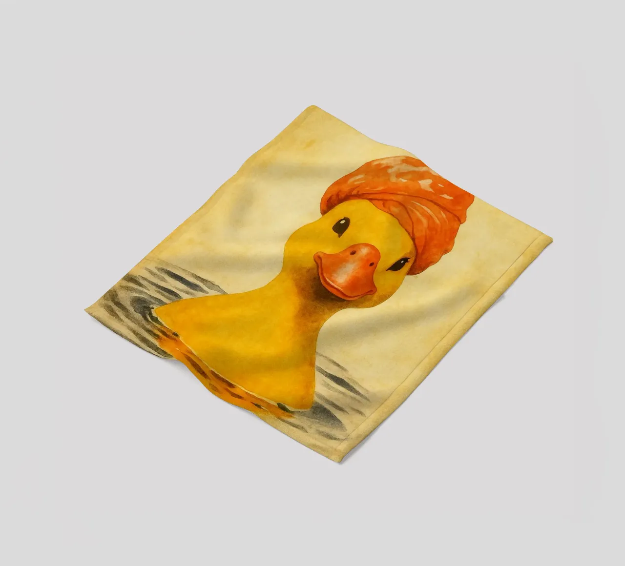 lustige Ente beim Baden Retro-Kunstzeichnung Fleecedecke von genzaa