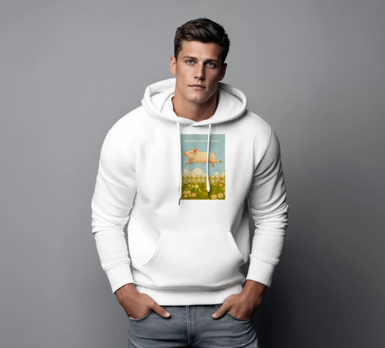 funny pig animal are not ingredients retro art drawing sudadera con capucha de genzaa
