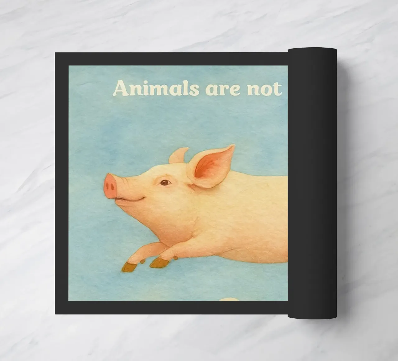 funny pig animal are not ingredients retro art drawing felpudo de genzaa