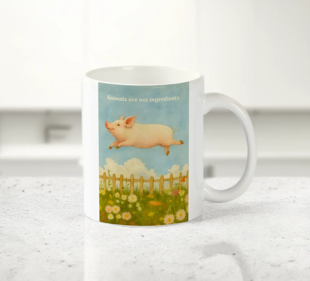 funny pig animal are not ingredients retro art drawing taza de cerámica de genzaa