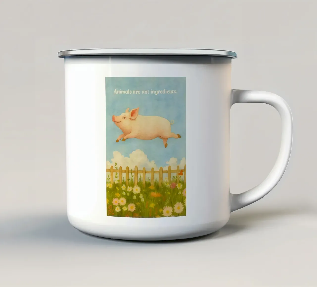 divertente animale maiale non sono ingredienti disegno d'arte retrò tazza in smalto da genzaa