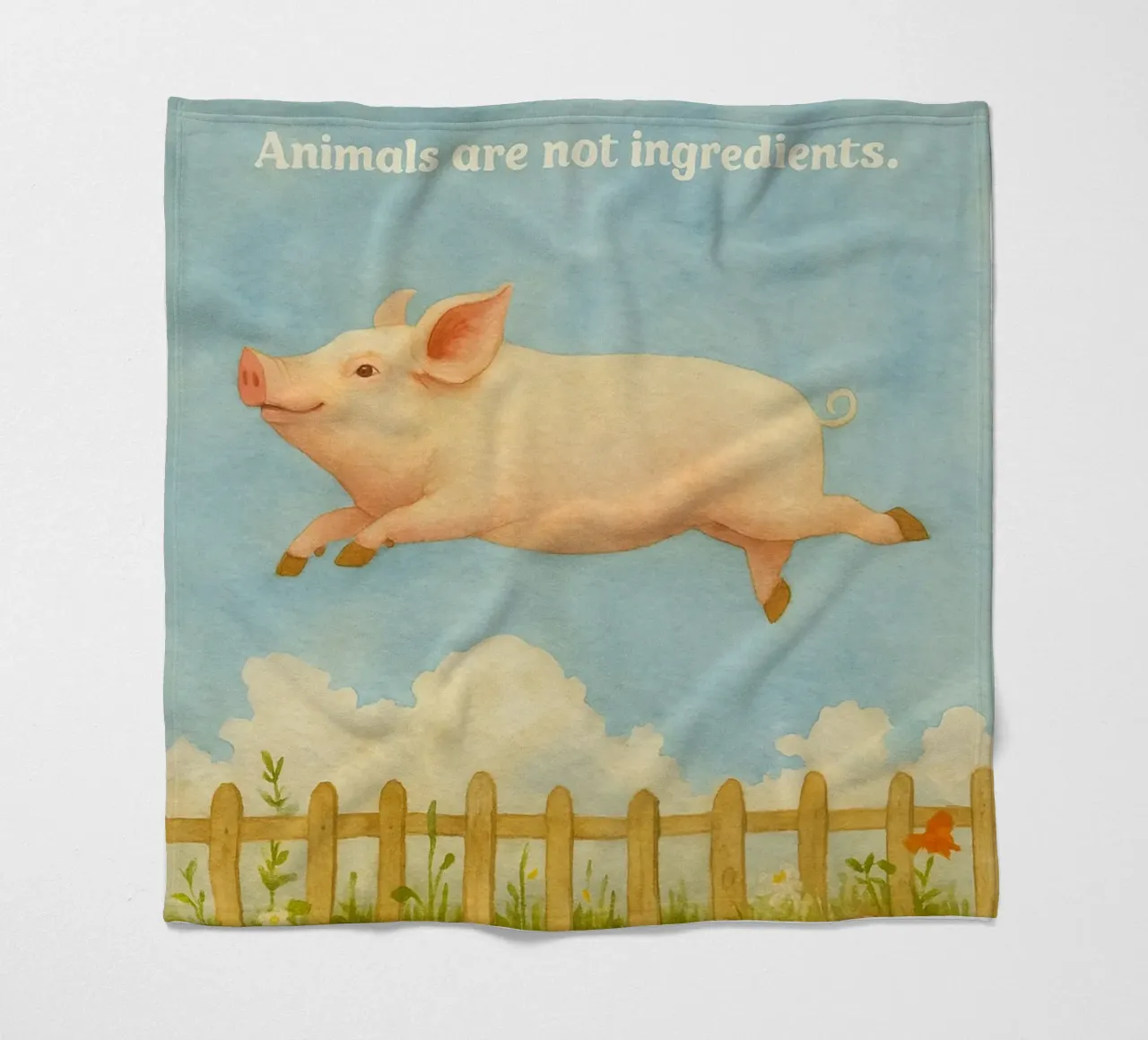 funny pig animal are not ingredients retro art drawing fleece blanket by genzaa