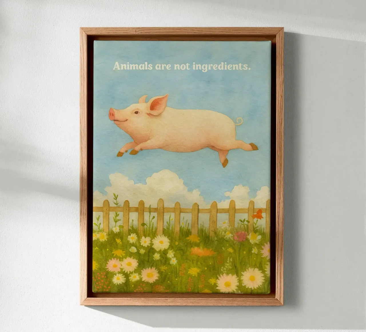 grappig varken dier zijn niet ingrediënten retro art tekening canvas van genzaa