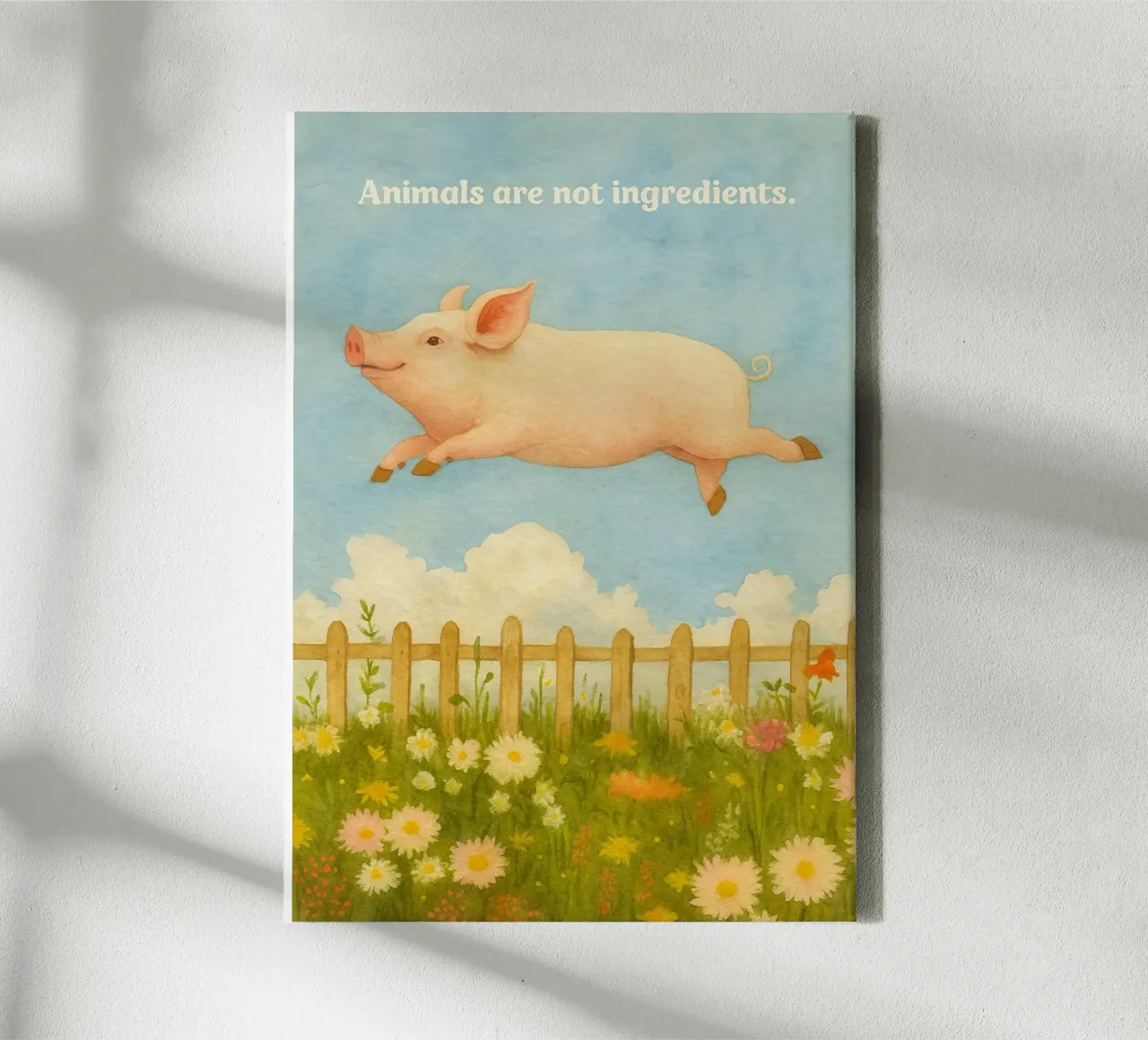 grappig varken dier zijn niet ingrediënten retro art tekening canvas van genzaa