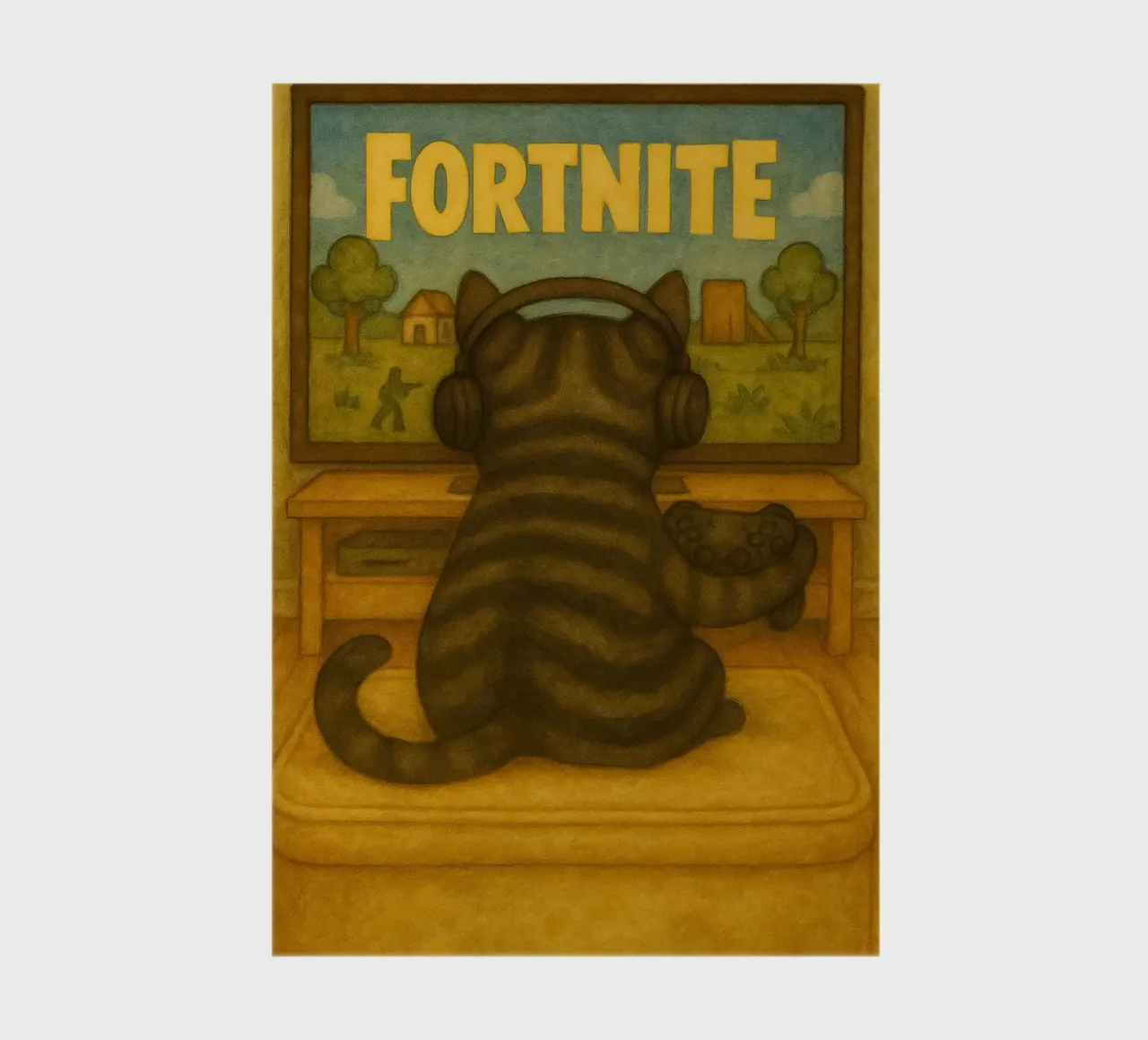 cat playing game retro art drawing notebook by genzaa