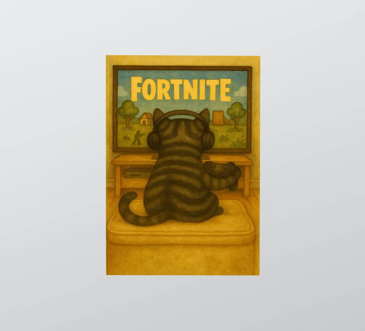 Katze spielen Spiel retro Kunst Zeichnung Sticker von genzaa