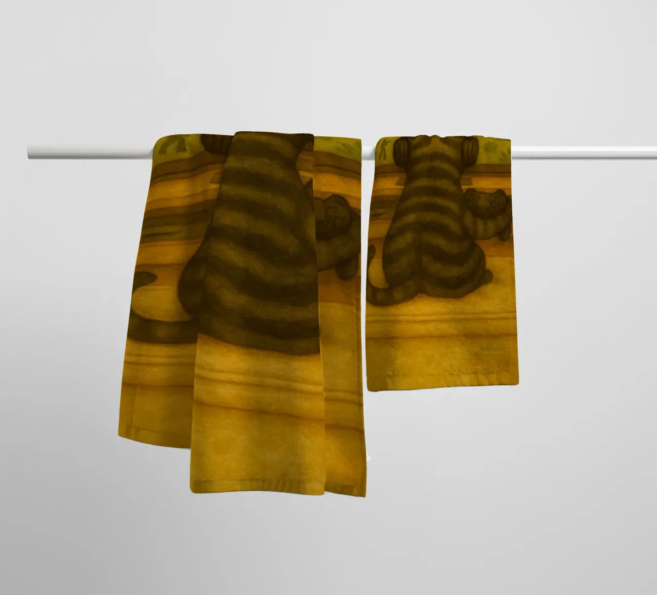 cat playing game retro art drawing towel by genzaa