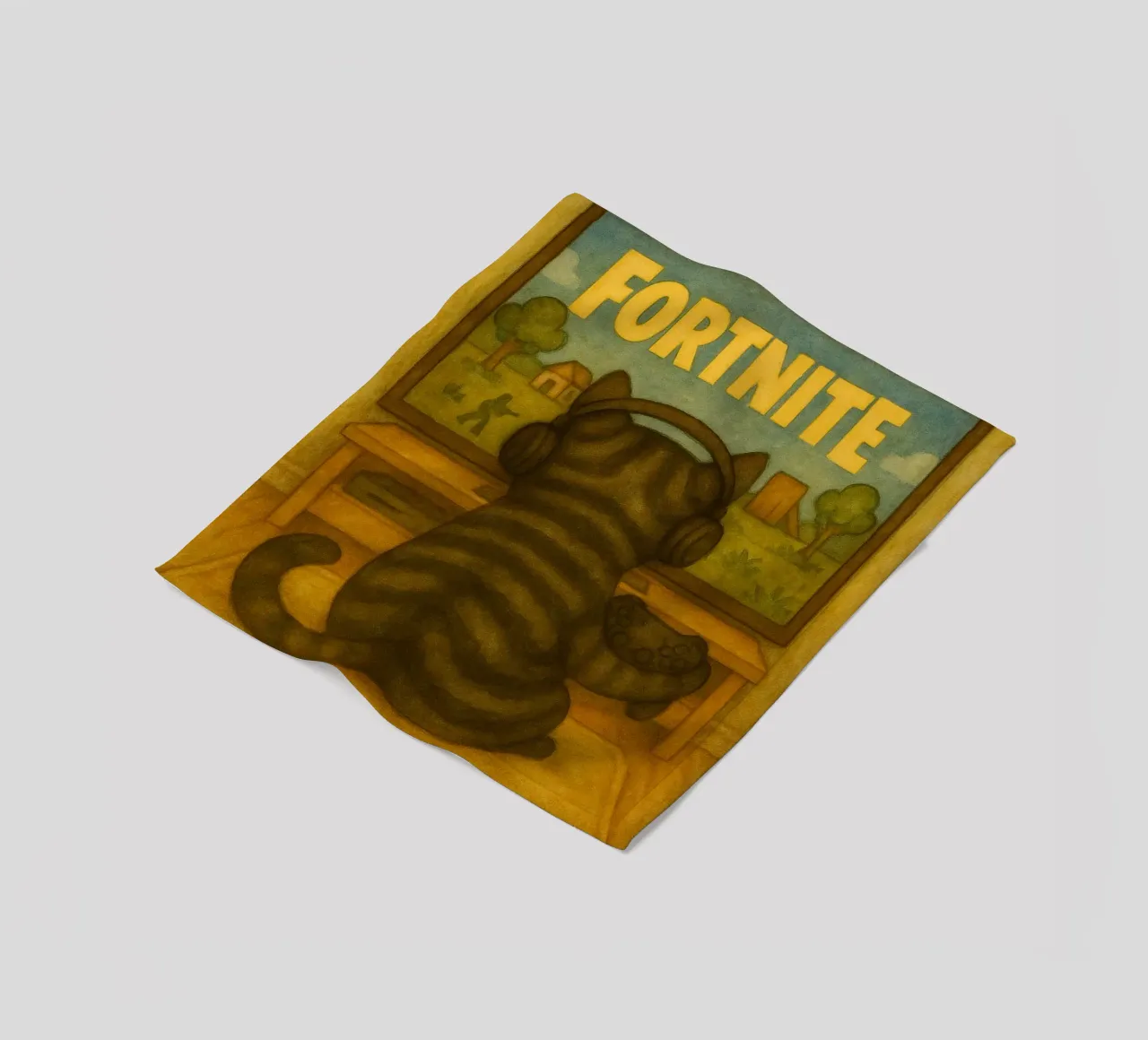 Katze spielen Spiel retro Kunst Zeichnung Fleecedecke von genzaa