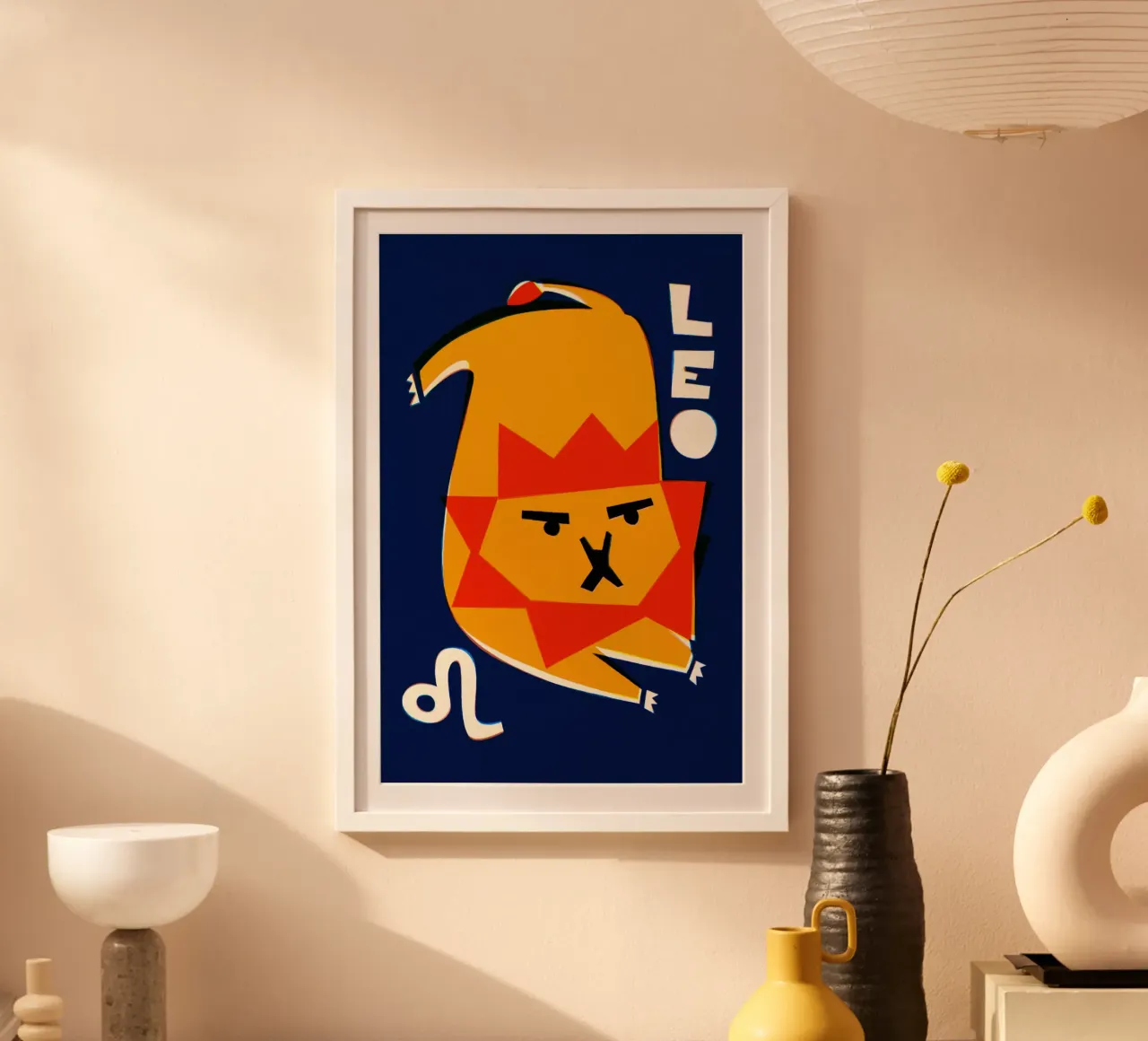 Zodiaco Leone poster con telaio in legno da Fox & Velvet
