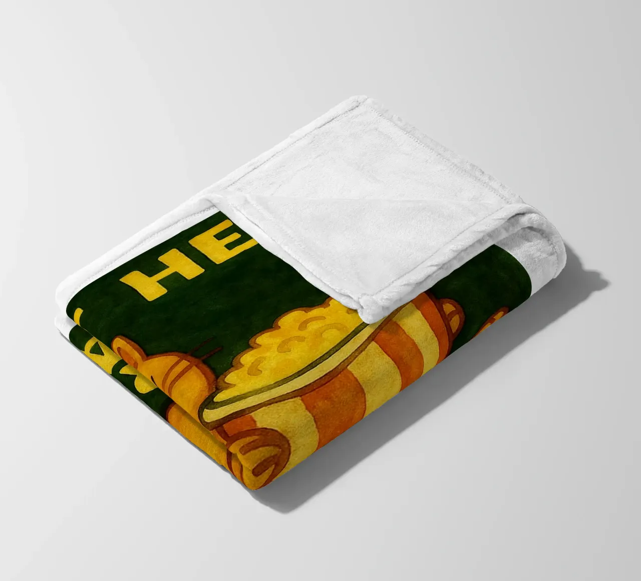 cat just here for the snack retro art drawing fleece blanket by genzaa