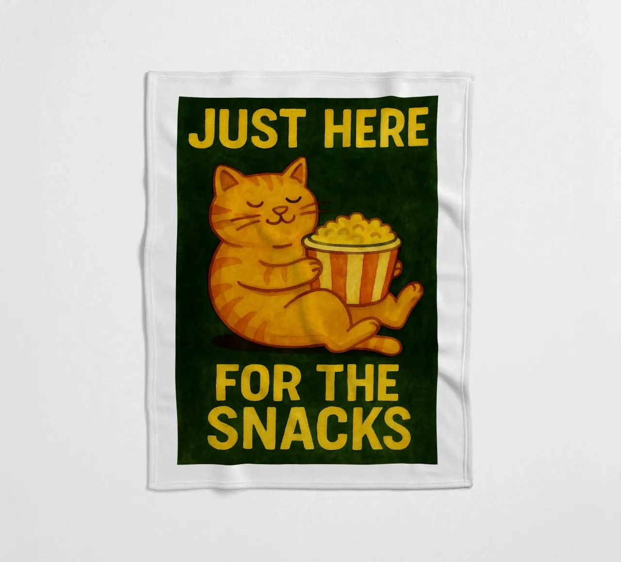 cat just here for the snack retro art drawing fleece blanket by genzaa