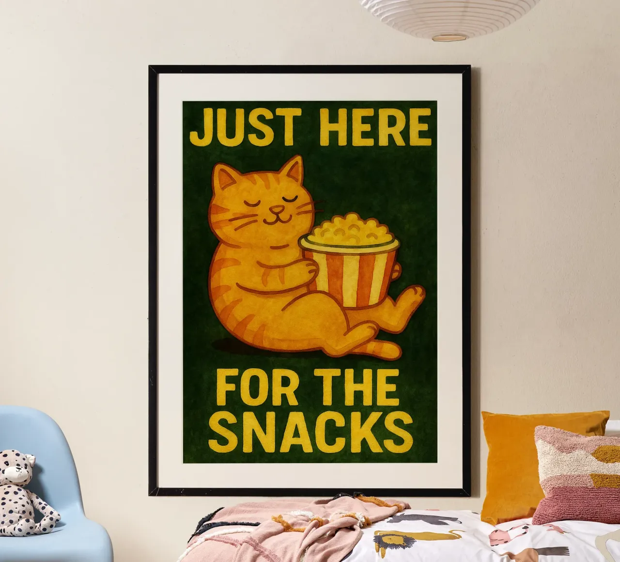 cat just here for the snack retro art drawing hahnemühle by genzaa
