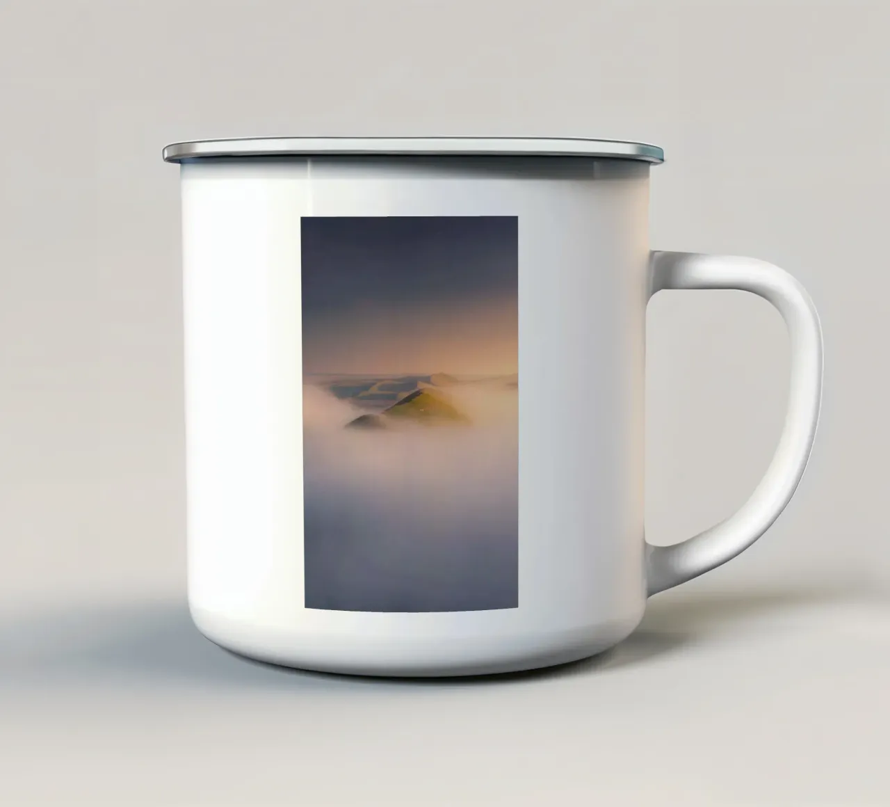 nebbia sulle colline tazza in smalto da Earthly Visions