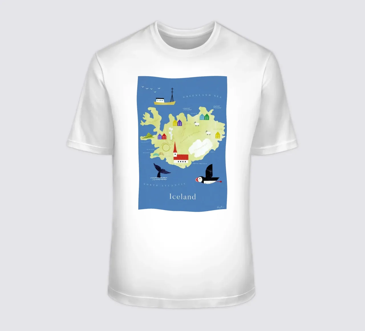 Map Of Iceland t-shirt da Henry Rivers