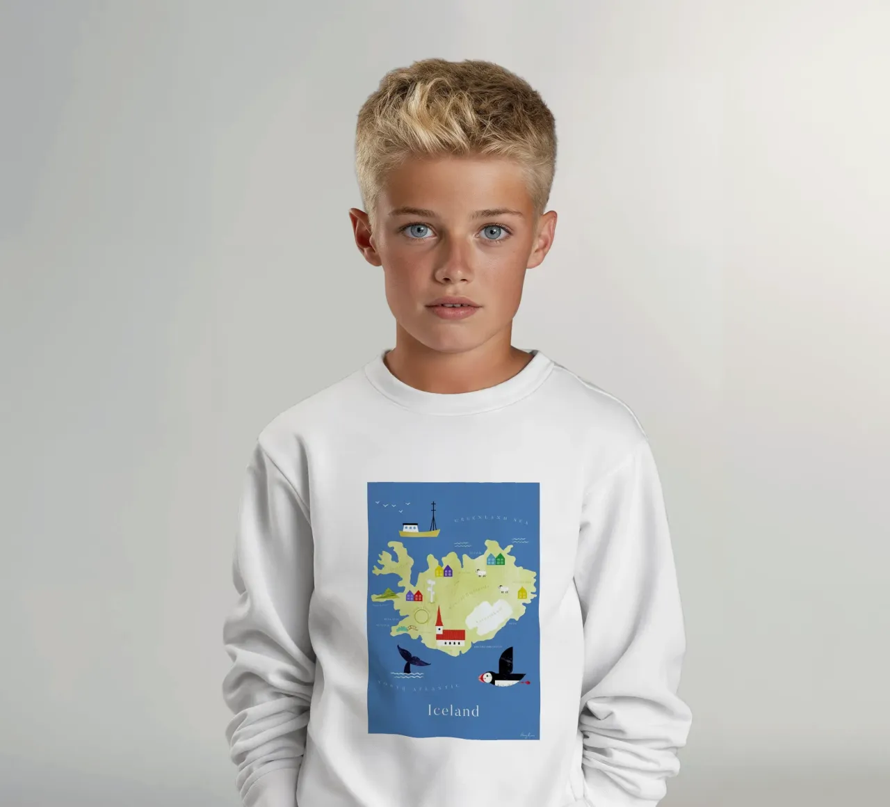 Map Of Iceland felpa bambino da Henry Rivers