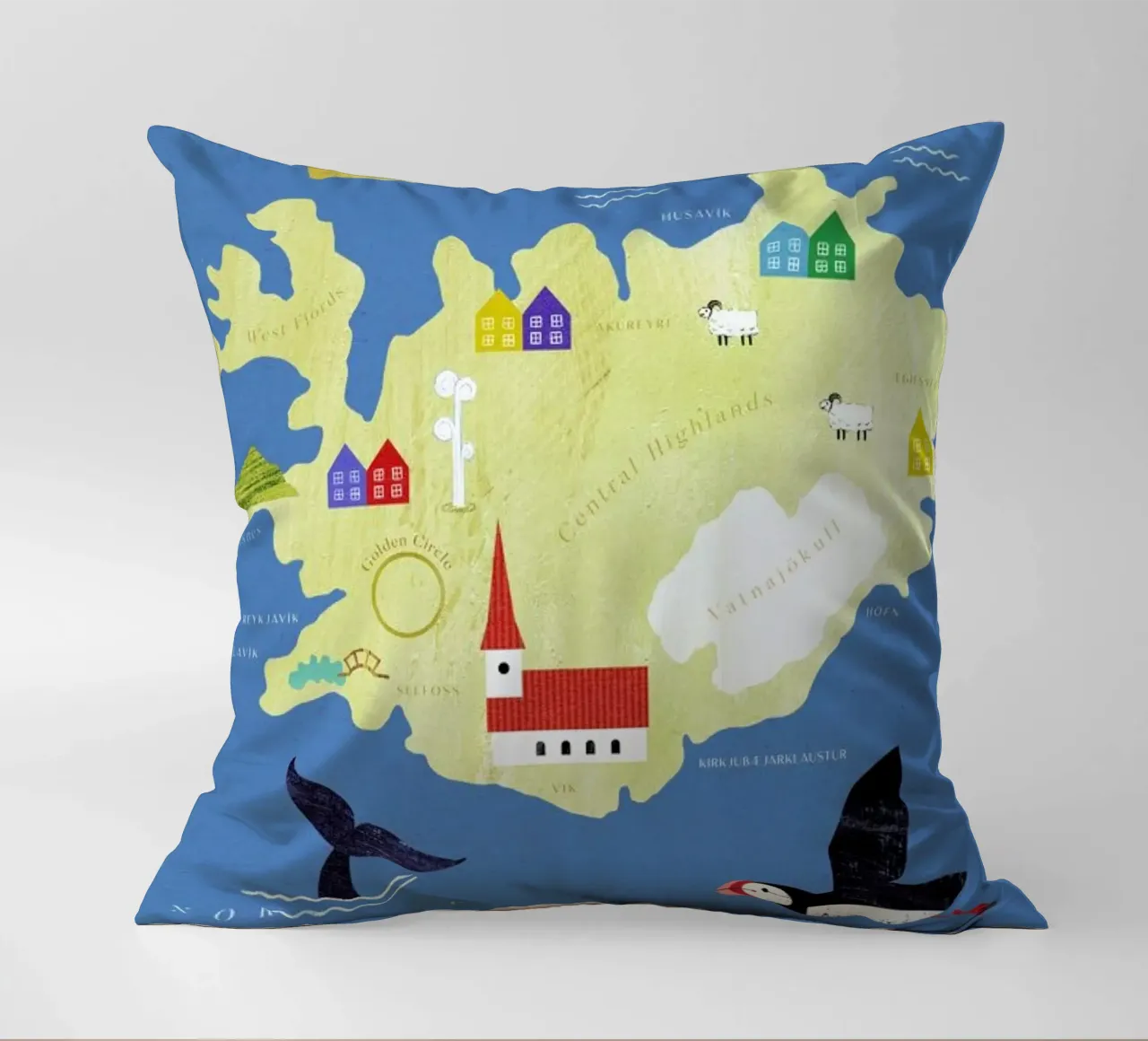Map Of Iceland cuscino da Henry Rivers