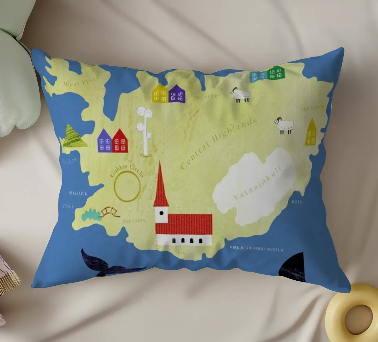 Map Of Iceland cuscino da Henry Rivers