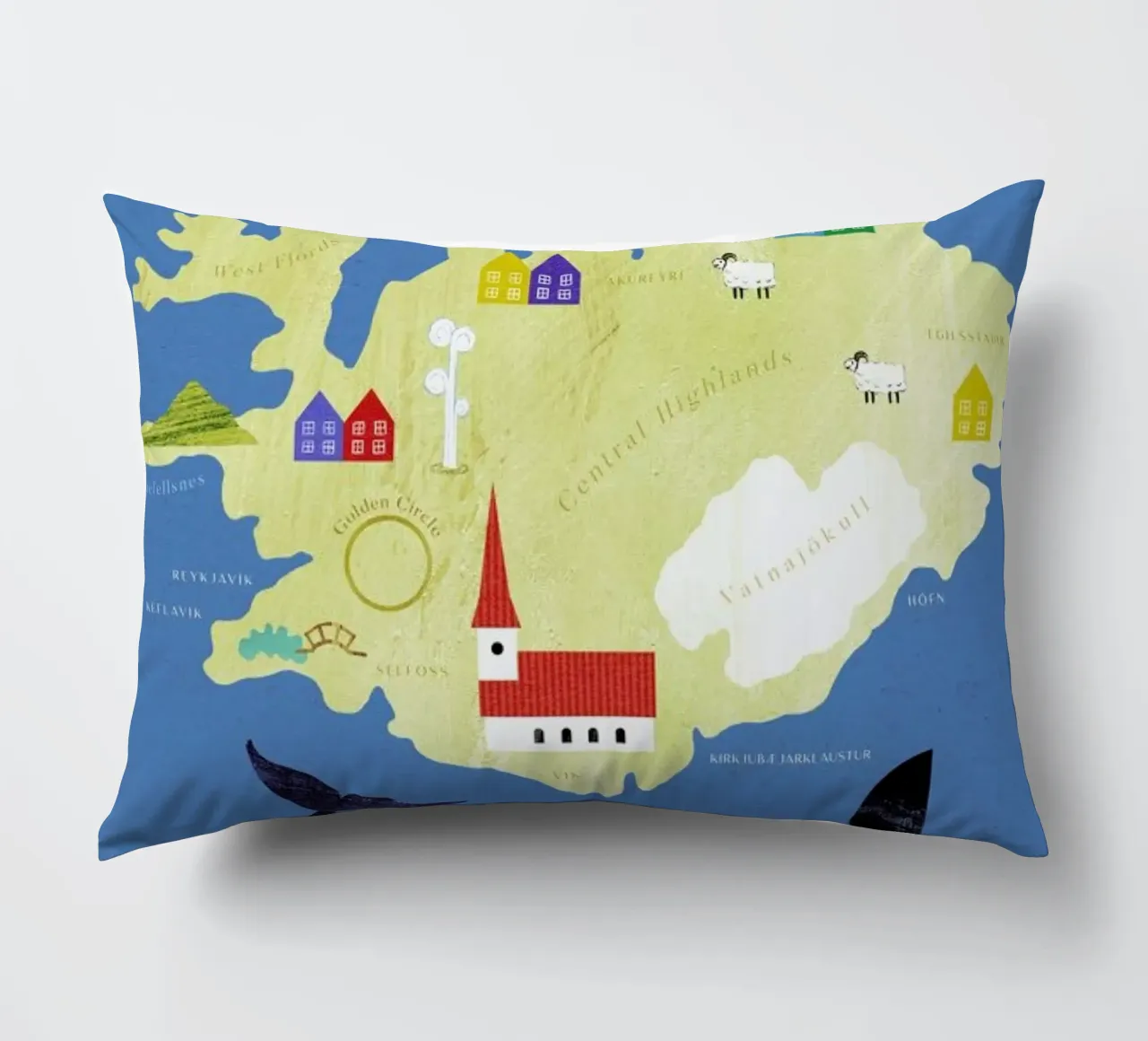 Map Of Iceland cuscino da Henry Rivers