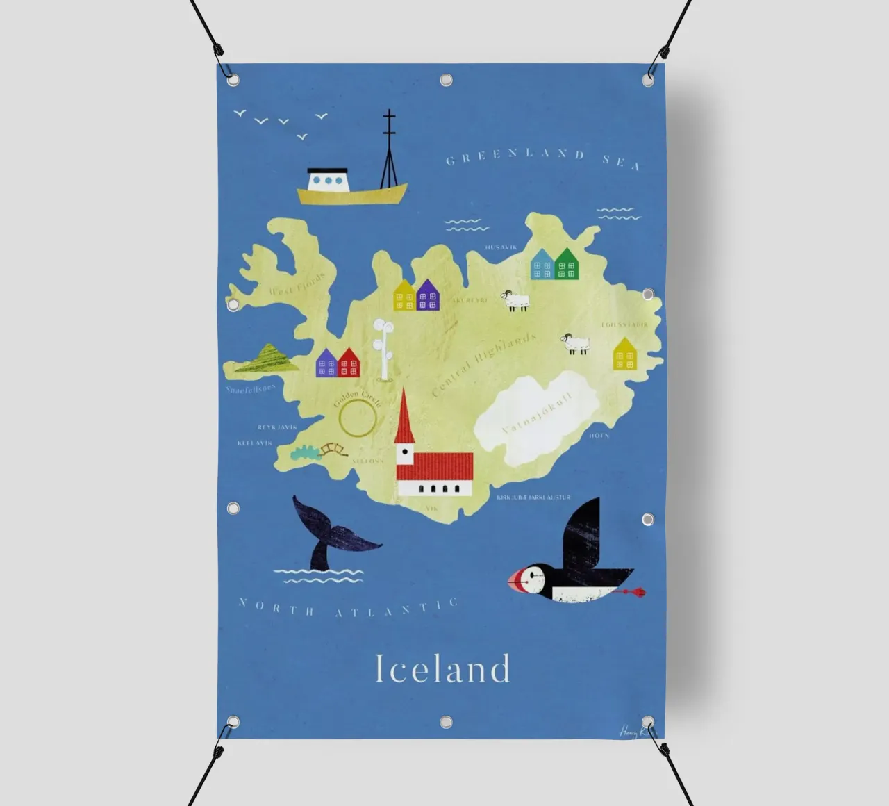 Map Of Iceland telo in pvc da Henry Rivers