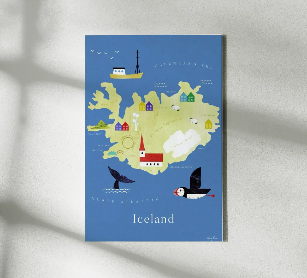 Map Of Iceland canvas by Henry Rivers