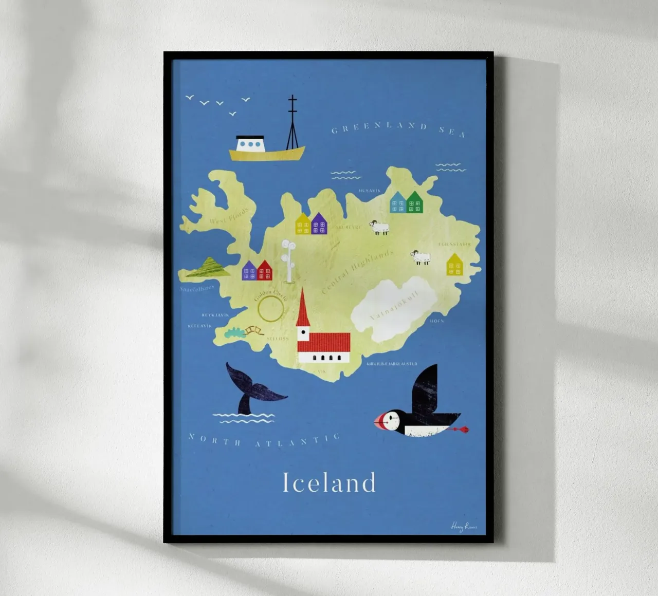 Map Of Iceland carta hahnemühle da Henry Rivers