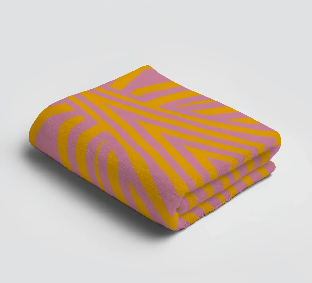 Symmetrical pink and yellow stripe towel by Little Dean
