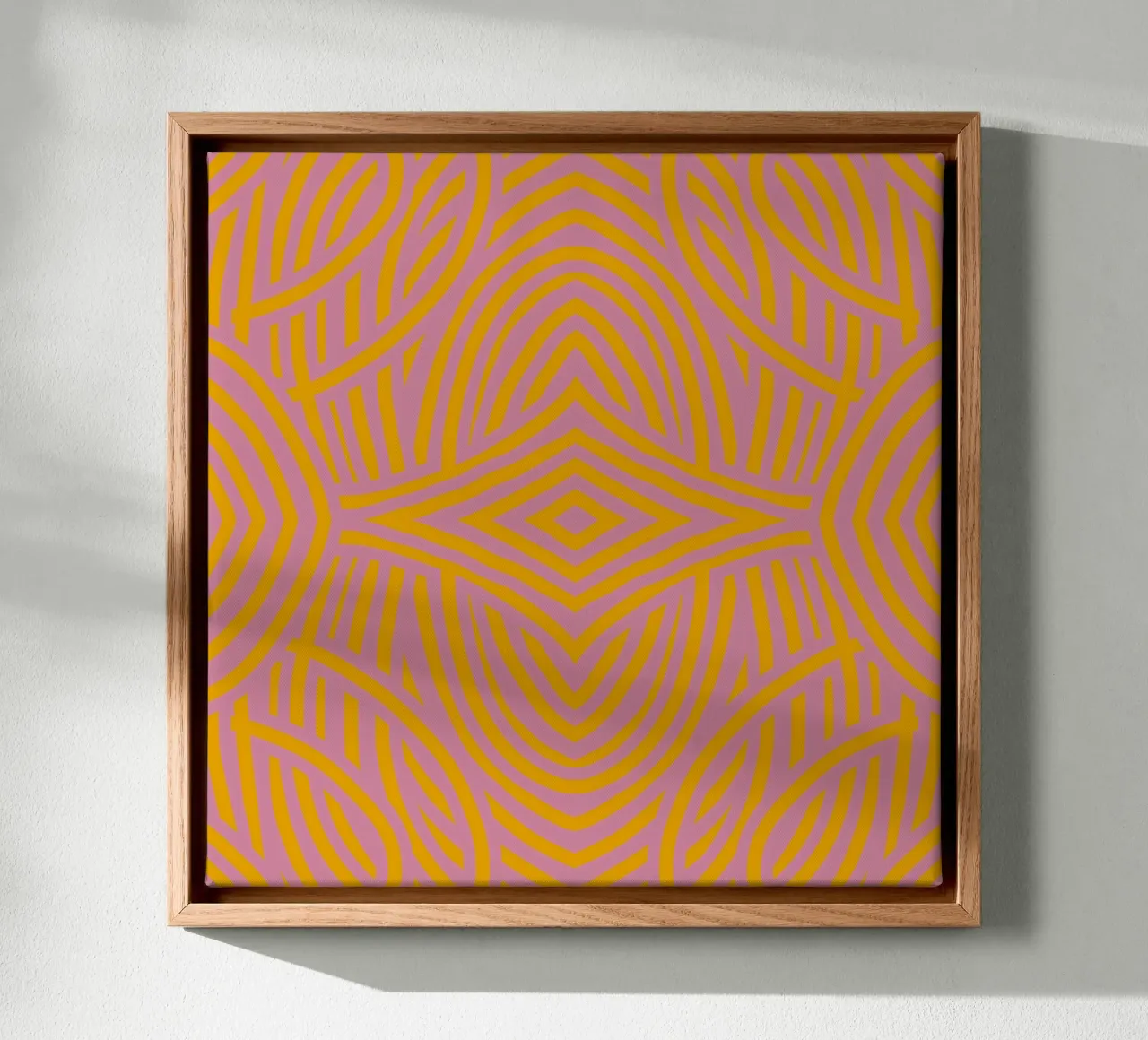 Symmetrical pink and yellow stripe canvas by Little Dean