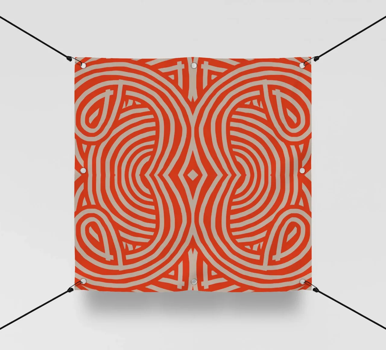 Strisce simmetriche rosse retrò telo in pvc da Little Dean