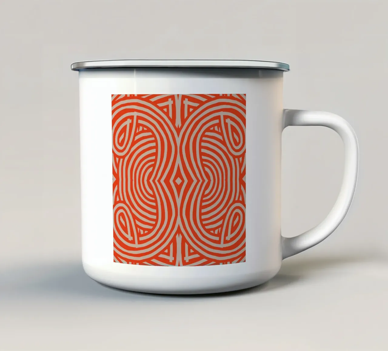 Symmetrische rote Retro-Streifen Emaille Tasse von Little Dean