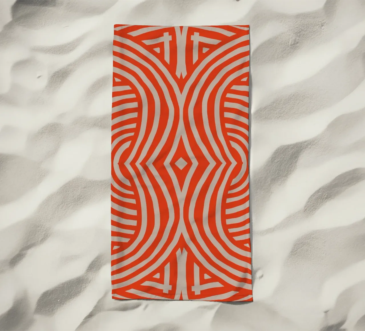 Strisce simmetriche rosse retrò telo mare da Little Dean