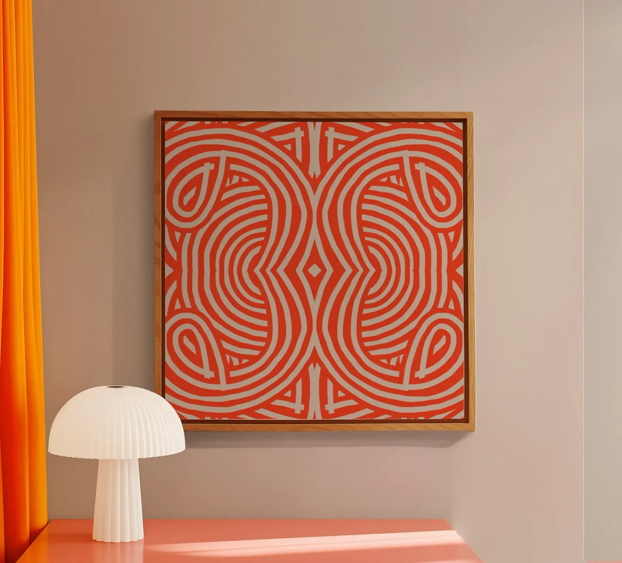 Strisce simmetriche rosse retrò plexiglass da Little Dean